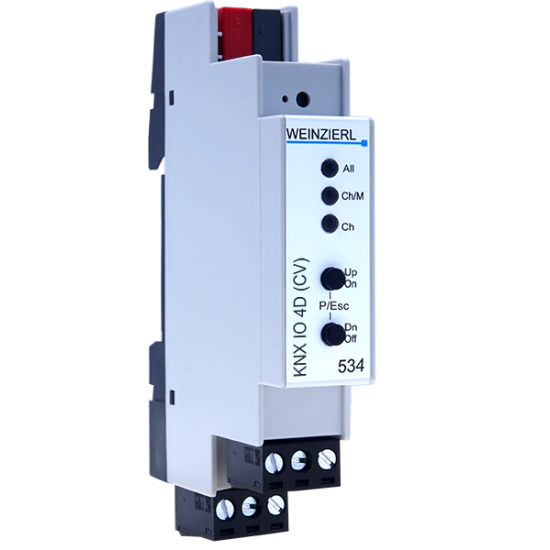 KNX IO 534 CV LED dimming actuator, 4 channels, 12/24VDC, max. 6A/channel, 1 HP